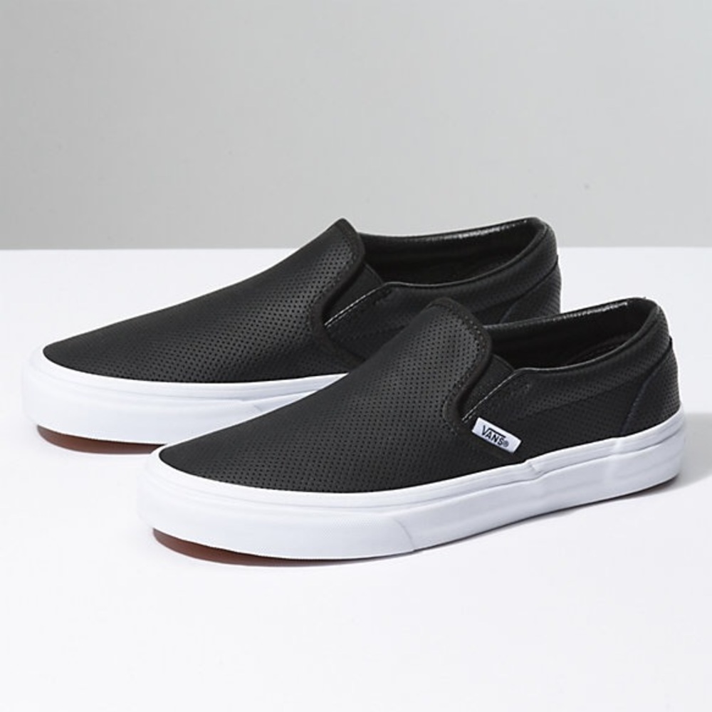 Vans Perf Leather Slip-On Shoes, Black